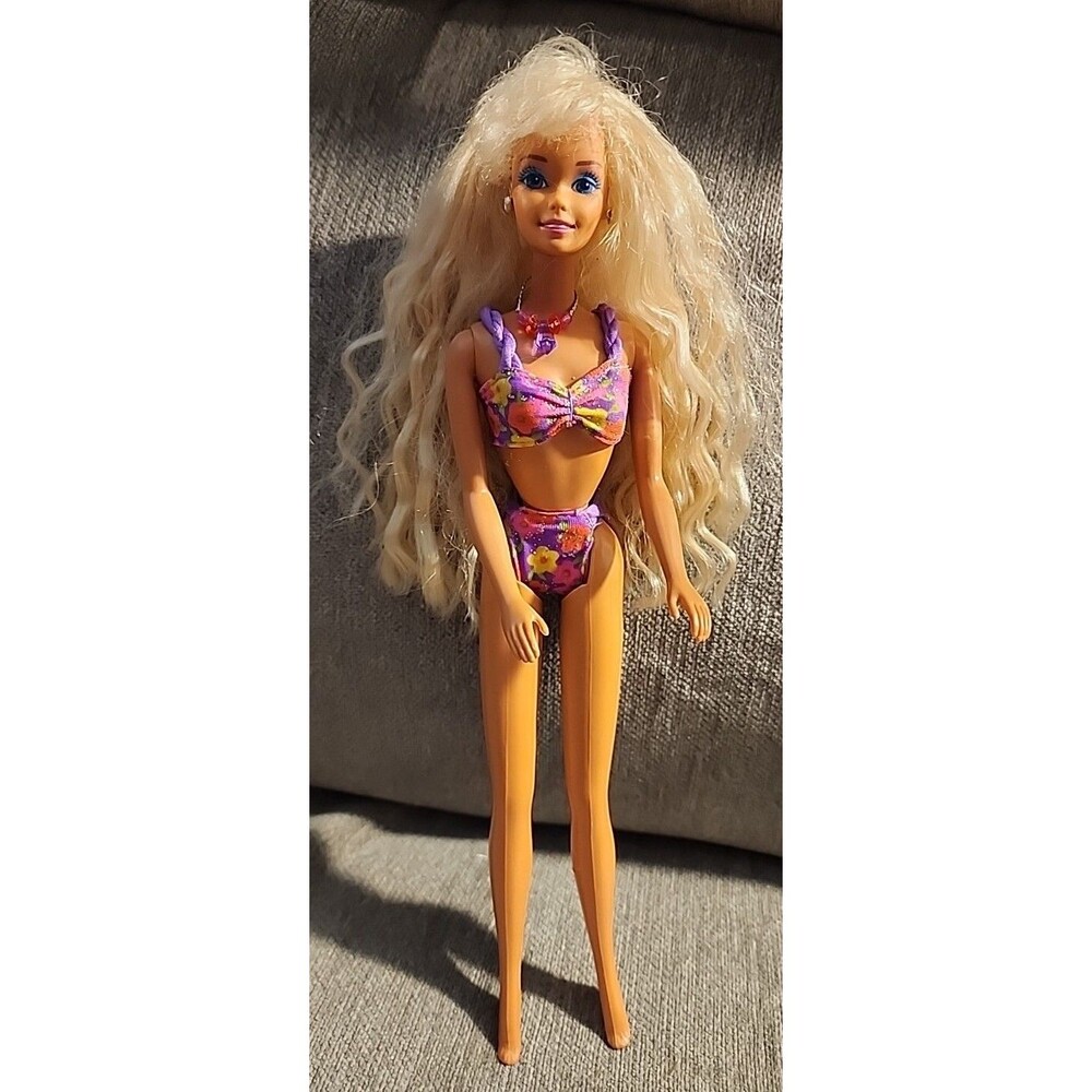1992 Glitter Beach Barbie Doll in original bikini and jewel necklace Mattel